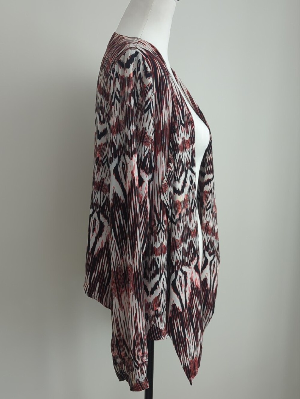 Kardashian Kollection Ikat Chevron Coral Open-Front Draped Blazer Jacket LARGE - Picture 6 of 11